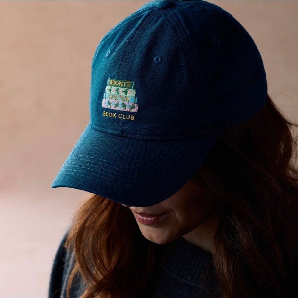 Rifle Paper Co Book Club Navy Blue Embroidered Baseball Cap Bronte Austen NWT - Picture 4 of 8